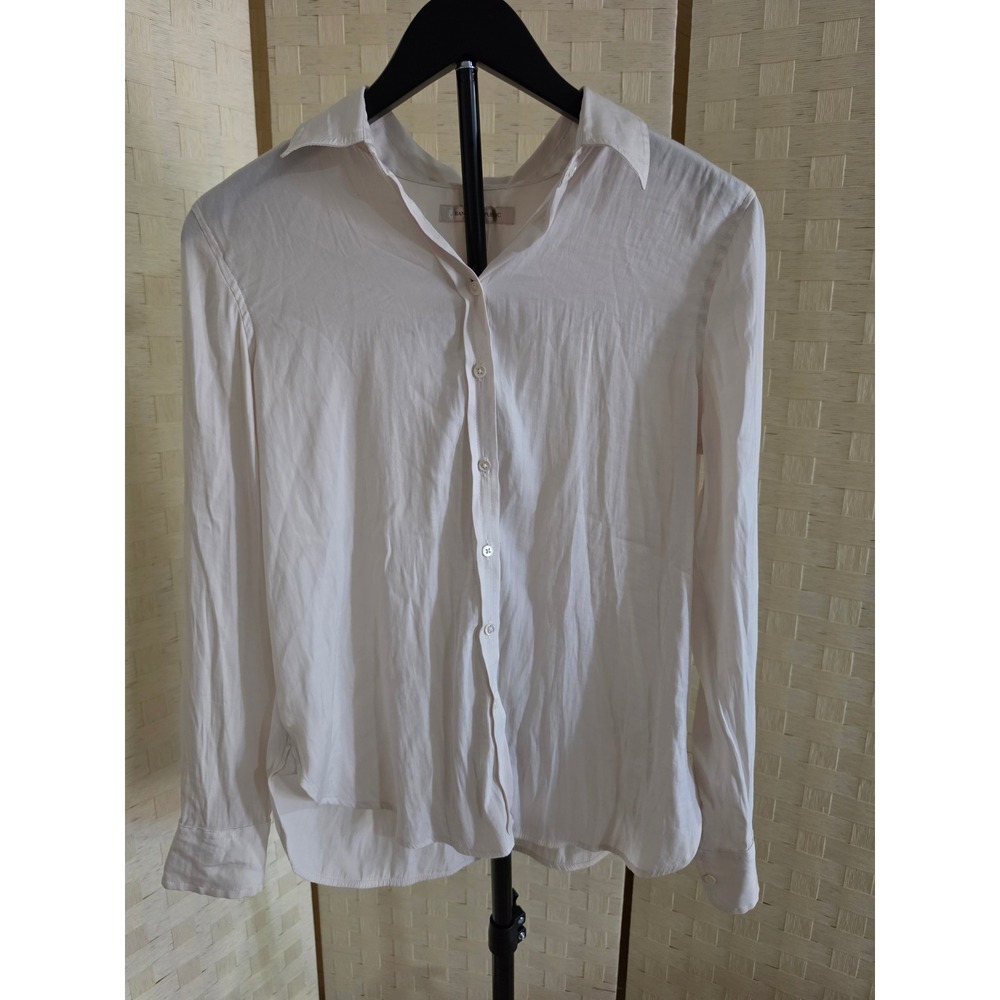 Banana Republic Womens Small Cream Button Down Long Sleeve Blouse Shirt White